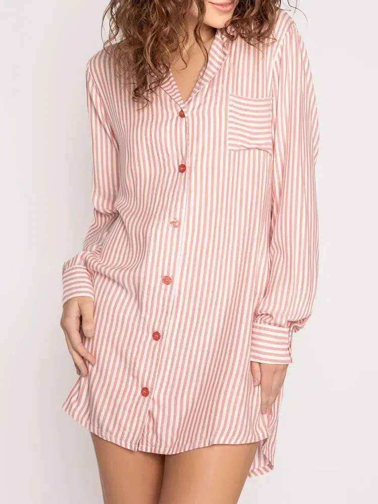 Personalized ladies cotton sleepshirts button down sleepshirt - Image 2