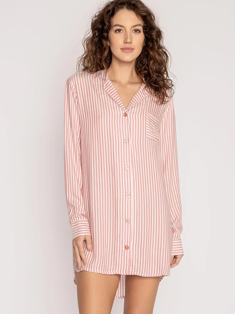 Personalized ladies cotton sleepshirts button down sleepshirt
