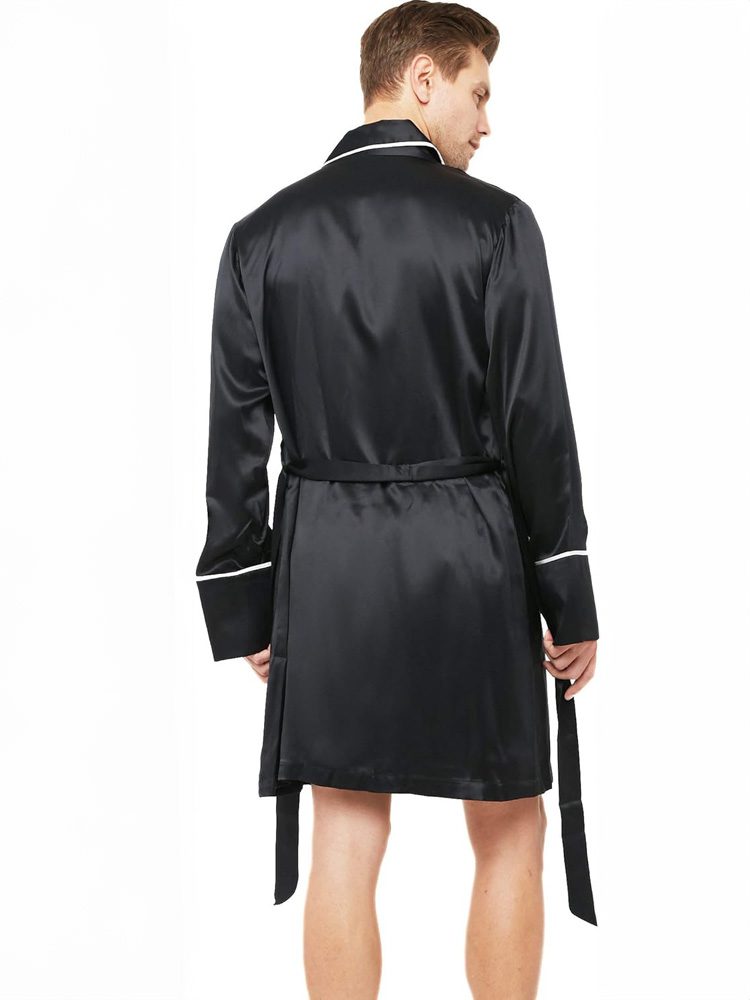 Personalized mens robe summer silk bathrobe mens - Image 4