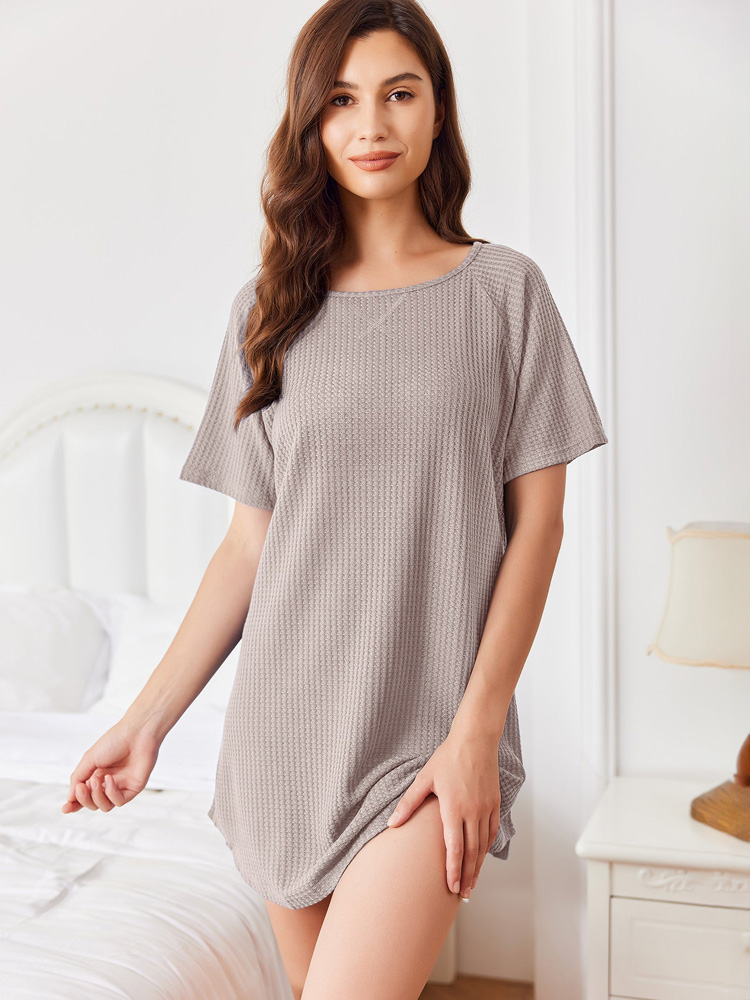 Personalized women in nighties waffle short nightgowns