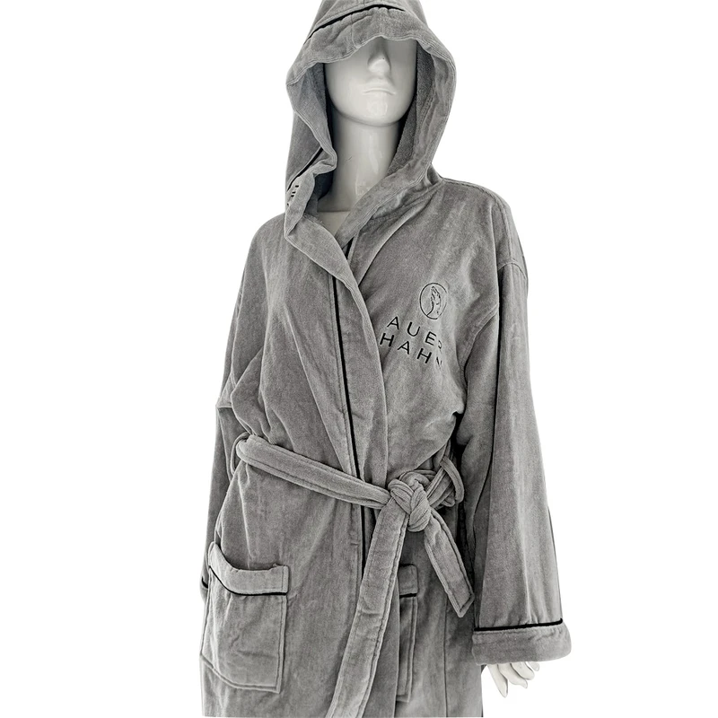 CHINEE 100% Cotton Bathrobe Hotel Optionally with Shawl Collar or Hood Unisex SPA Bathroom Robe
