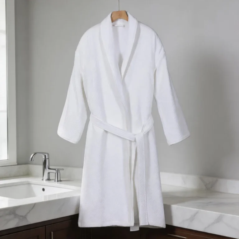 CHINEE-100-Cotton-Dobby-Weave-Spring-Winter-Elegant-Front-Logo-Bathrobe-Plush-Lined-Soft-Breathable-Hotel-Spa-Beauty-Salon-Custom