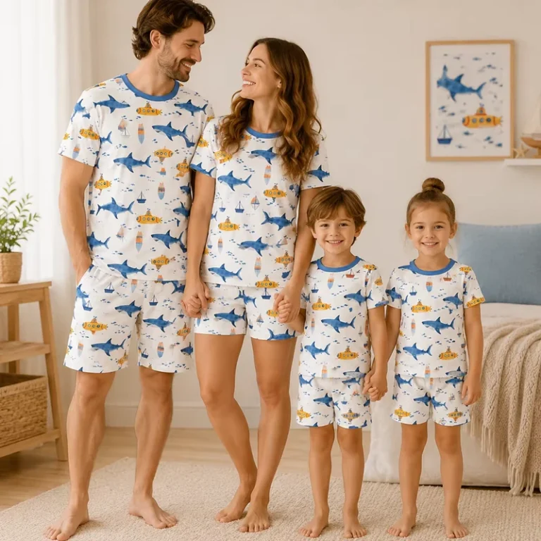 CHINEE-100-Cotton-Family-Pajamas-Matching-Set-Birthday-Party-Sleepwear-Short-Sleeve-Loungewear-Homewear-for-Family