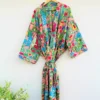 CHINEE 100% Cotton Handmade Floral Print Kimono Robe Women Long Bohemian Hippie Bathrobe Ethnic Casual Wrap Maxi Dress Oversized Summer