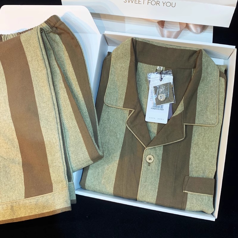 CHINEE 100% Cotton Men's Pajamas Modal Bamboo Pajamas Are Soft and Breathable Factory Custom Solid Color Striped Pajamas