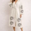 CHINEE 100% Cotton Muslin Hooded Bathrobe Women Lightweight Spa Robe Boho Beach Kimono Soft Turkish Dressing Gown Front Eco Friendly