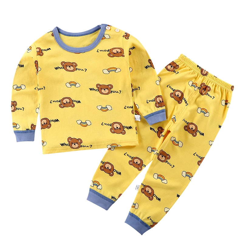 CHINEE 100% Cotton Toddle Boys Pajama Set Long Sleeve Cotton Baby Boys Sleepwears
