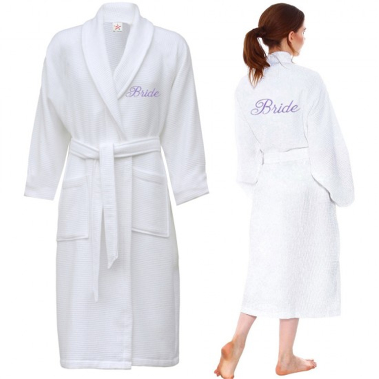 CHINEE-100-Cotton-Waffle-Bathrobe-With-Shawl-Collar-and-Embroidery-Logo-Custom-Waffle-Bathrobe