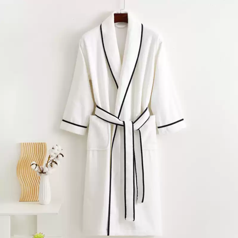 CHINEE 100% Cotton White Thick Terry Bathrobe Women Sleepwear Spa Beauty Hotel Luxury Bath Robes Embroidered Logo