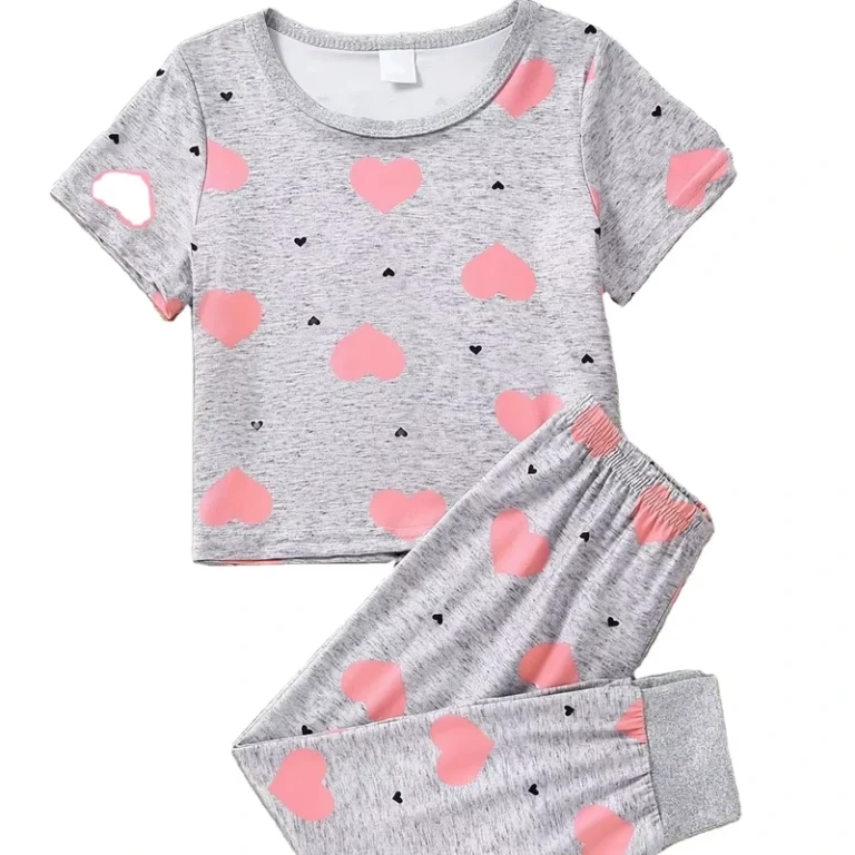 CHINEE-100-Organic-Cotton-Breathable-Long-Sleeve-Oxford-Fabric-Sleepwear-Pajama-Baby-Girls-Pajama-Set
