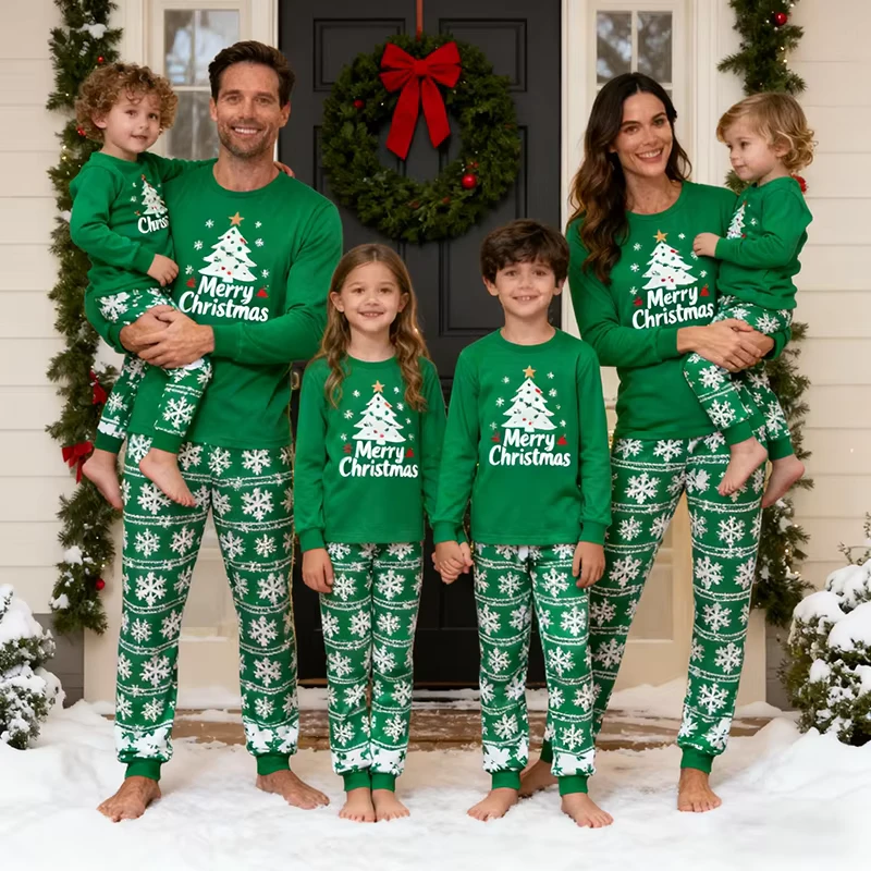 CHINEE 100% Organic Cotton Christmas Kids Pajamas Eco Friendly Children's Christmas Pajamas Sustainable Organic Christmas Pajamas