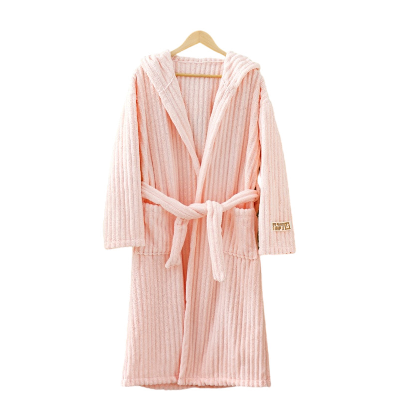 CHINEE 105CM Softer Super Absorbent No Shedding Hair Coral Fleece Women Bathrobe Candy Velvet Wearing Hats Bath Robe