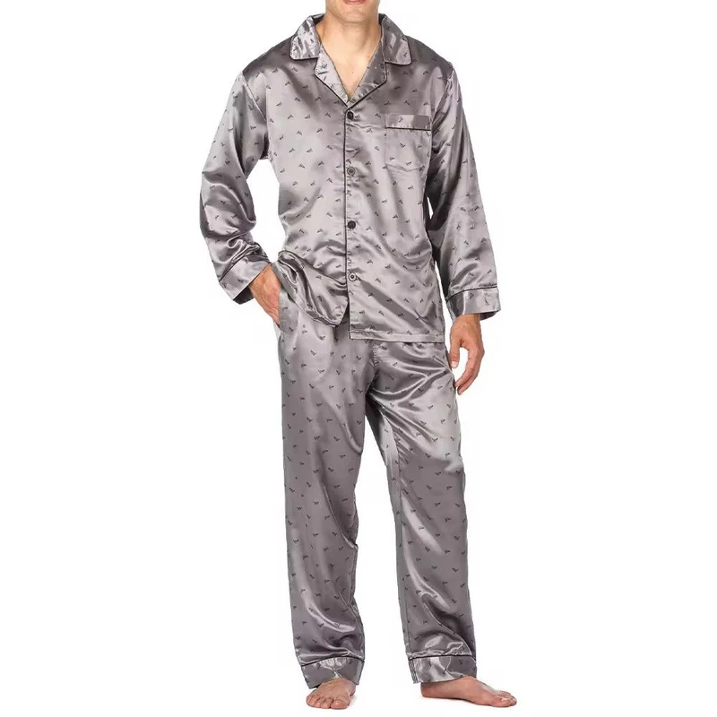 CHINEE 16mm Men's 100% Mulberry Silk Pajamas Set Short Sleeve Sleepwear 2PC Luxury Silk Sleepwear Pajamas Set