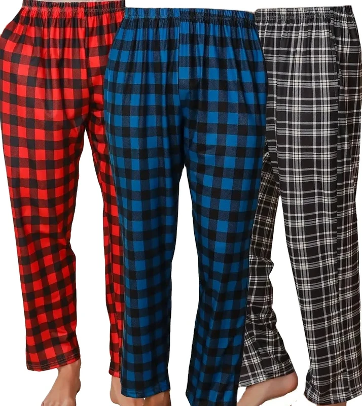 CHINEE 1pc Mens Flannel Thermal 100% Cotton Breathable Quick Dry OEKO TEX Certified Pajama Pants Soft Comfortable Loungewear Sleepwear