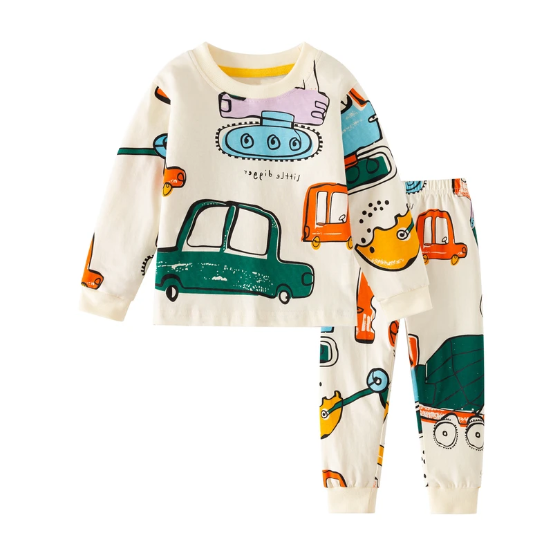 CHINEE 2 Pieces Toddler Boys Clothing Cotton t Shirt Trousers Car Printed Pajamas for Children