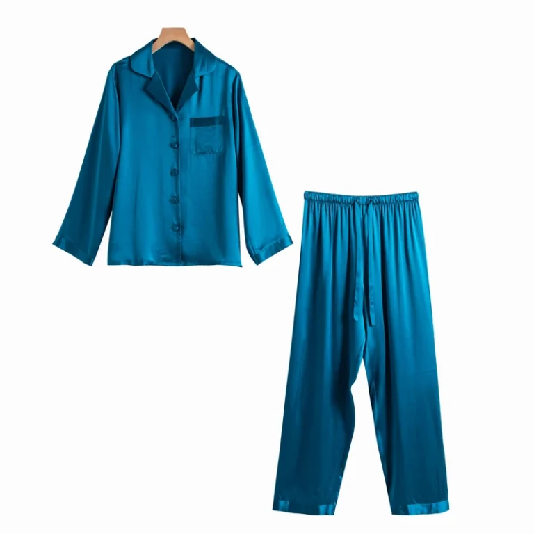CHINEE 22mm Pure Silk Pajamas Women's 100% Silk Spring Summer Two Piece Set Long Sleeve Silk Sleepwear Pajama