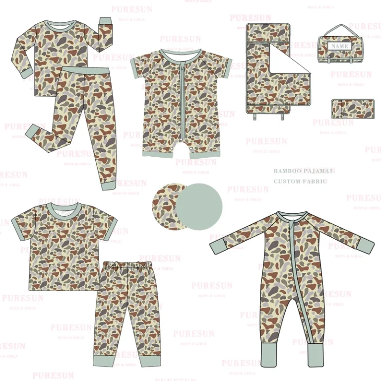 CHINEE-240-GSM-baby-bamboo-cotton-sleepwear-clothing-sets-girls-boys-pyjamas-childrens-customized-camouflage-pajamas