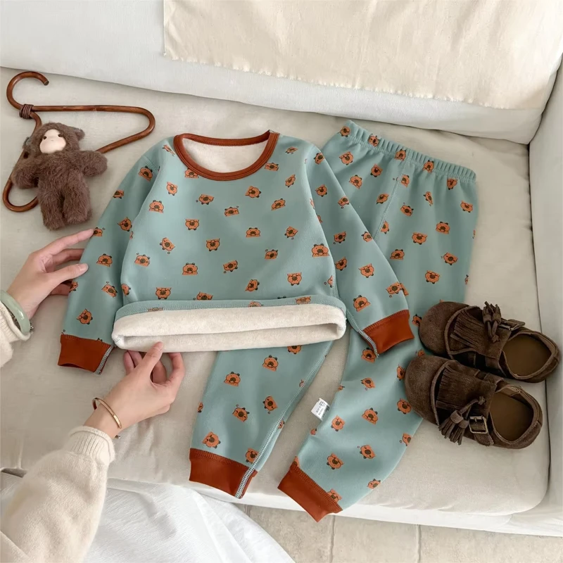 CHINEE 2PCS Set Baby Kids Pajamas Long Sleeve Sleepwear