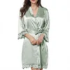 CHINEE 2Pcs Solid Satin Robe Womens Lace Kimonos Bridal Silky Brides Bridesmaids Wedding Nightgown Bathrobe Sleepwear