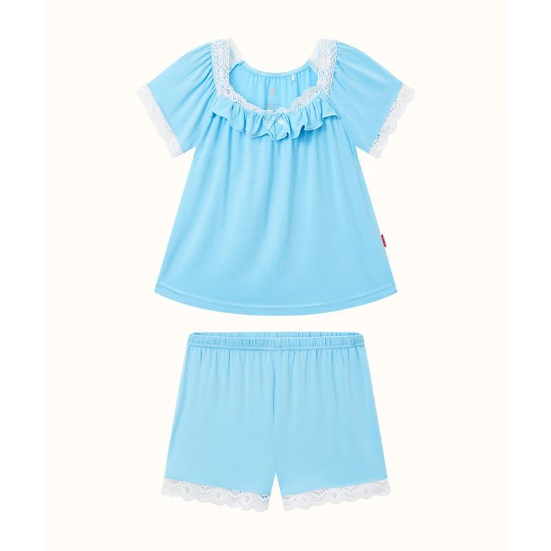CHINEE 2T 6T Toddler Girls' Soft Bamboo Viscose Knitted Pajamas Set of 2 with Short Sleeves