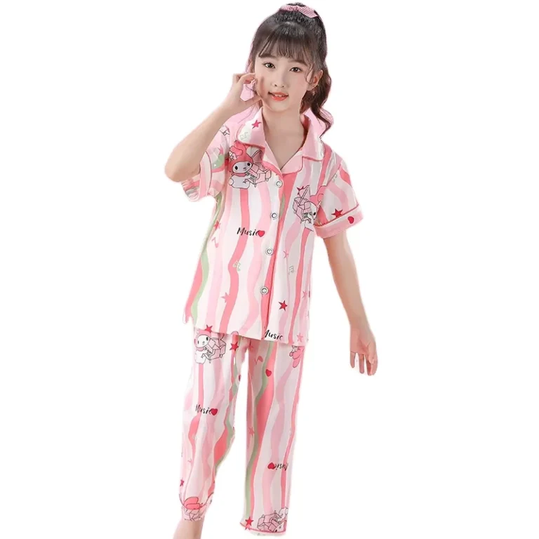 CHINEE-2pcs-Kids-Girls-Short-Sleeve-T-Shirt-Sets-Breathable-Sleepwear-for-Summer-Spring-Baby-Girl-Pajamas