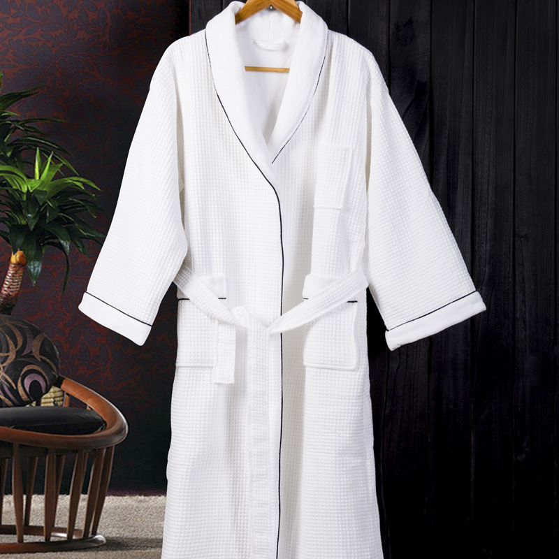 CHINEE 5 Star Hotel Turkish Cotton Shawl Collar Adults Waffle Bathrobe
