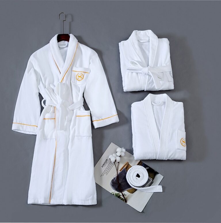 CHINEE 5 Star Luxury Hotel Custom Logo Bathrobe Cut Pile Embroidered Pure Cotton Bathrobe Bath Robe Spa Robe