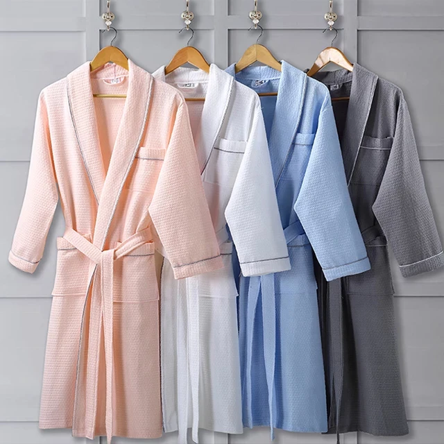 CHINEE 5 Star Luxury Kimono Hotel Spa Bath Robes Organic Cotton Waffle Robes for Summer