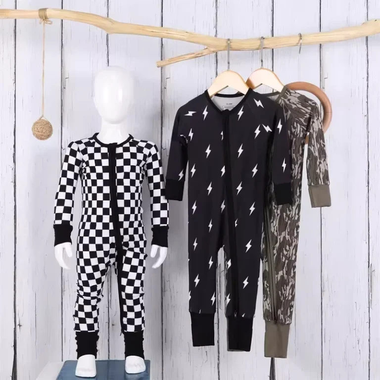 CHINEE-95-Bamboo-5Spandex-Pajamas-Toddler-Clothing-Custom-Printed-Logo-Newborn-Zipper-Bamboo-Romper-1