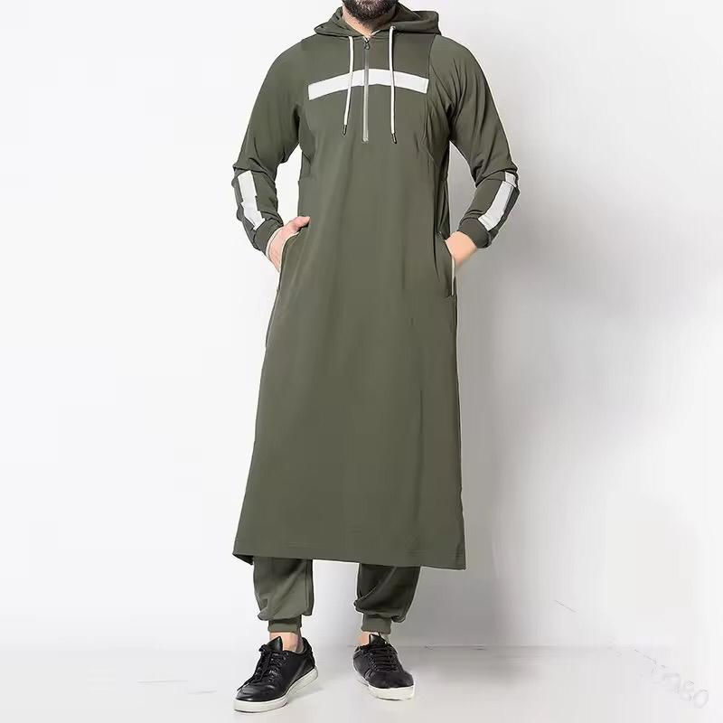 CHINEE Abaya Jellaba Men Islam Kameez Thobe New Arab Men's Hooded Shirt Muslim Robe Long Sleeves Galabia Musulamne Boubou Men Dress