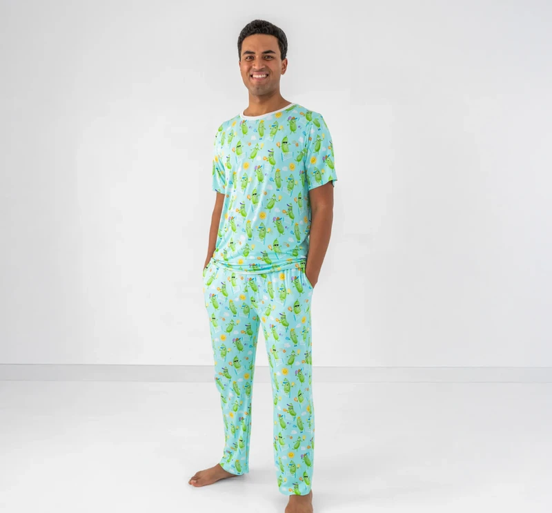 CHINEE Adult Men's Casual Short Sleeve Pajamas Set Soft and Comfy Thermal Breathable Sleepwear with Pockets Home Wear Pajama for Men