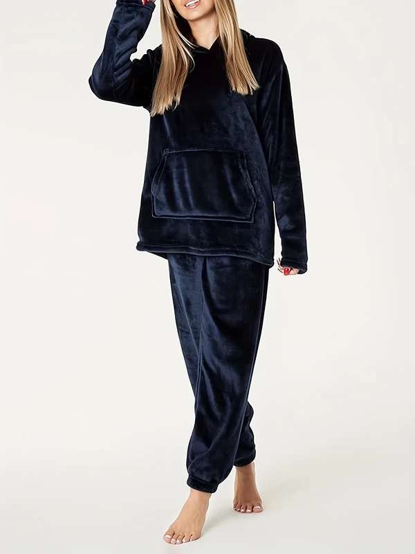 CHINEE Adult Thermal Sleepwear Flannel Soft Knitted Comfortable Long Sleeve Women's Pajamas Set