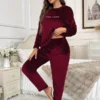 CHINEE Adult Thermal SleepwearFlannel Soft Knitted Women's Pajamas Set