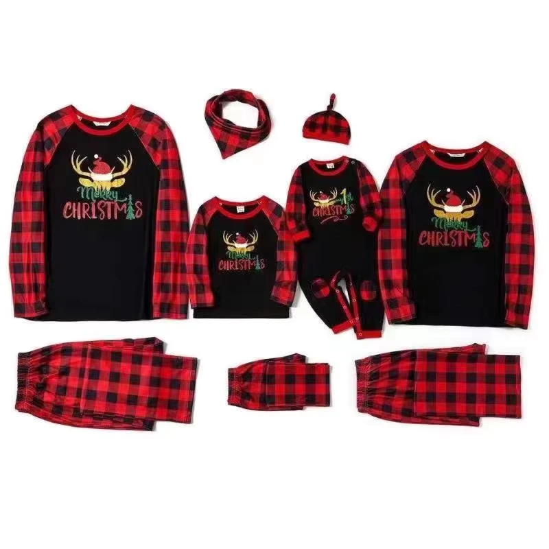 CHINEE Adults Modern Parent child Suit Christmas Pajamas Sets Family Matching Long Sleeve Custom Color Unisex Set
