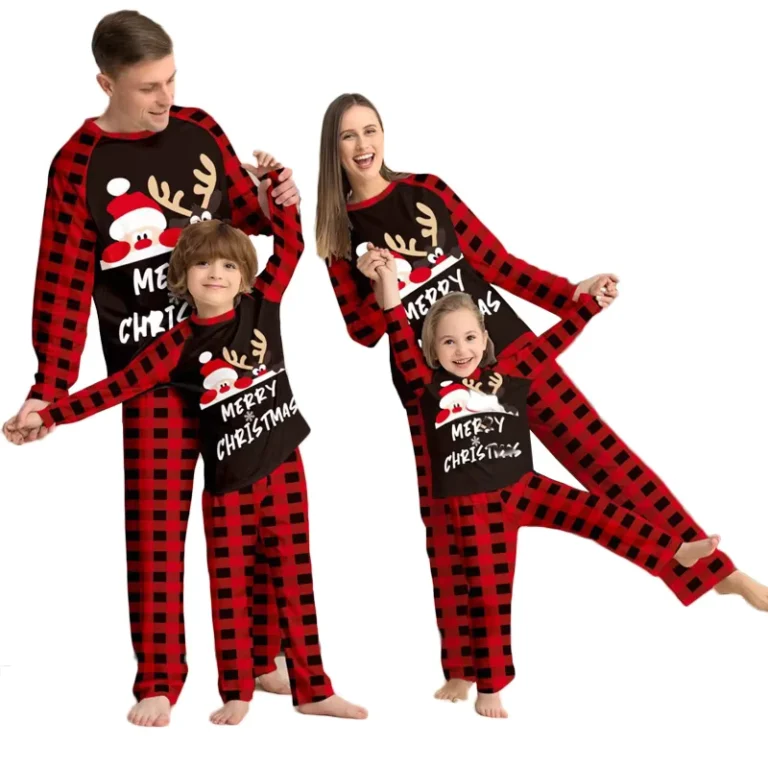CHINEE-Alphabet-Sleepwear-Matching-Holiday-Long-Sleeve-Print-Home-Wear-Christmas-Family-Pajamas-Set