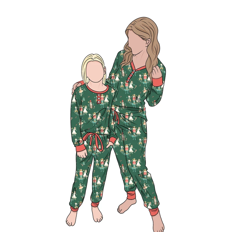 CHINEE And Selling 2pc Soft Comfortable Bamboo Mommy & Me Parent Child Clothing Pajamas Set Family Sleepwear