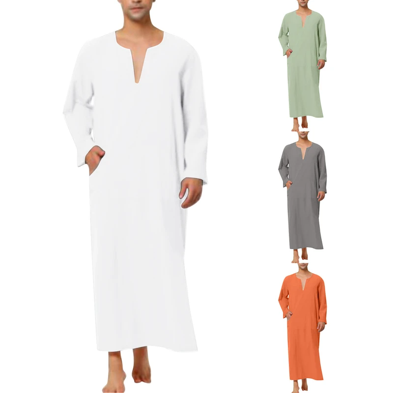 CHINEE Arabic Style Simple Long Men's Muslim Robe