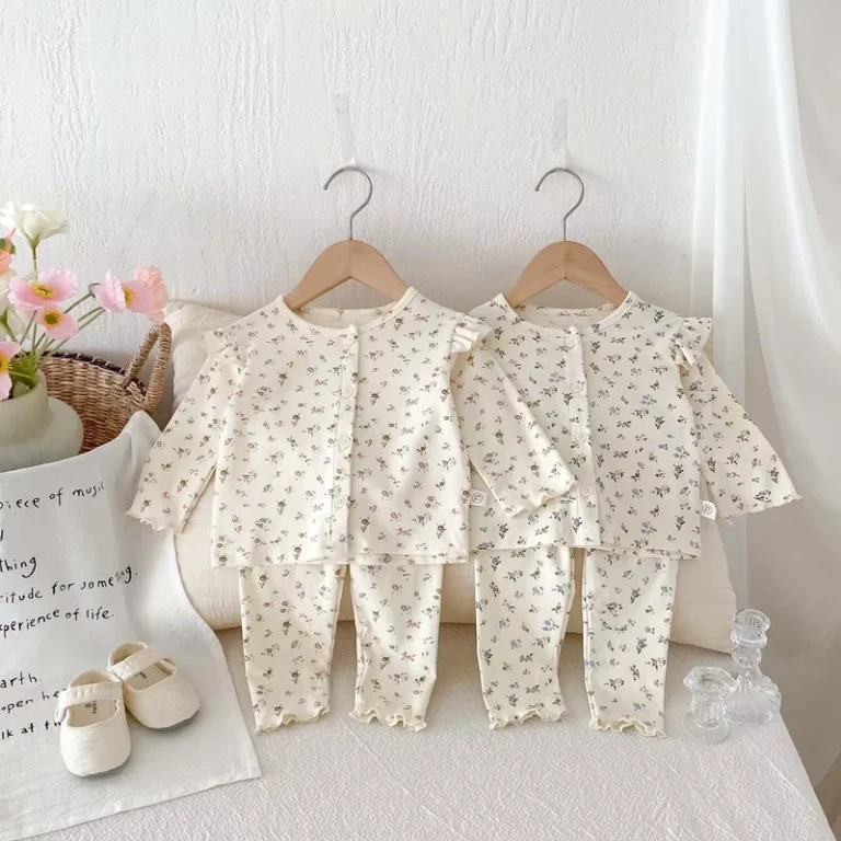 CHINEE-Autumn-Floral-Flying-Sleeve-Baby-Kids-Pajamas-Set-1