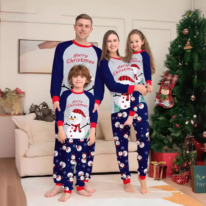 CHINEE Autumn Winter Christmas Printed Family Matching Cute 100% Polyester Breathable Children Girls Plus Size Custom Logo Home Pajamas