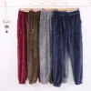 CHINEE Autumn Winter Warm Loose Trousers Coral Fleece Loungewear Casual Drawstring Pajama Pants Women's Thick Flannel Pajama Pants