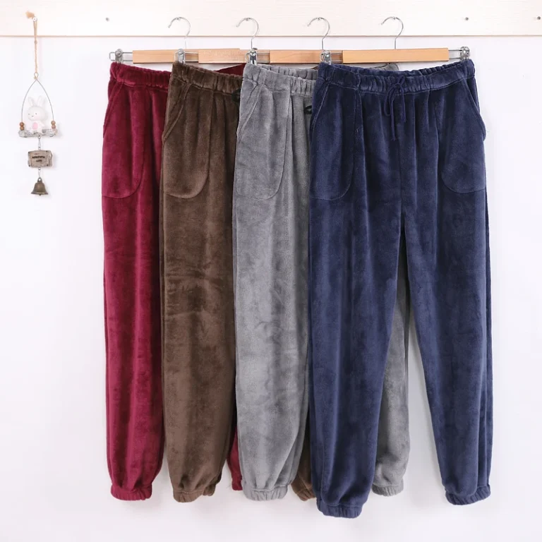CHINEE Autumn Winter Warm Loose Trousers Coral Fleece Loungewear Casual Drawstring Pajama Pants Women's Thick Flannel Pajama Pants