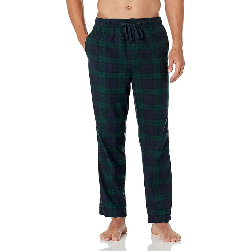 CHINEE Autumn Winter Wear Men's Solid Casual High Pajama Pants Couples Home Trouser Flannel Polyester Cotton Large Plus Size Regular