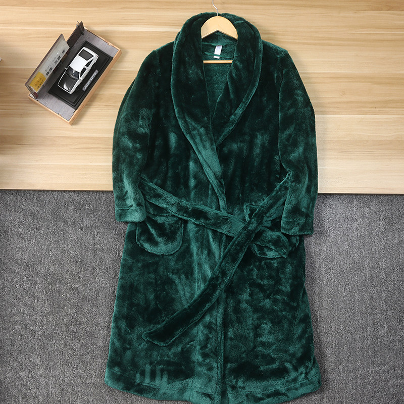 CHINEE Comfortable Thickening Warm Flannel 100% Polyester Plush Winter Bathrobes Couple Bath Robe For Women