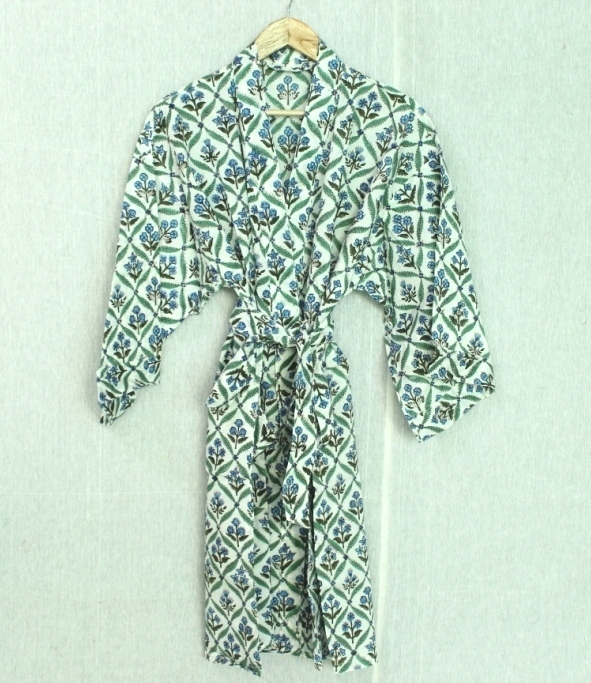 CHINEE-BRIDAL-COTTON-KIMONO-Floral-Print-Streetwear-Summer-100-Cotton