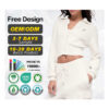 CHINEE BSCI Certification Winter Casual Women's Cotton Wool Soft Ribbed 2 Piece Cropped Cardigan Pants Set