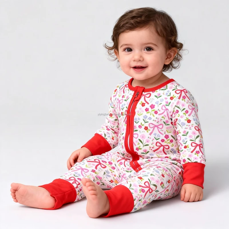 CHINEE Baby Bamboo Fiber Romper Cartoon Print One-Piece Infant Toddler Kid Pajamas Soft Kids Sleepwear Clothing for Active Play & Sleep