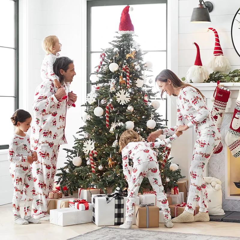 CHINEE Baby Boys Christmas Family Matching Pajamas Organic Cotton Infant Toddler Sleepwear Lounge Set Kids Jammies