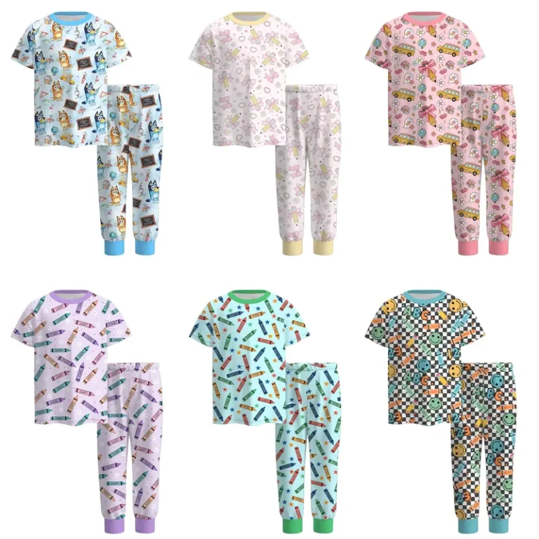 CHINEE-Baby-Clothes-Boy-and-Girl-Milk-Silk-Pajama-Kids-Two-Pieces-Set-Short-Sleeve-Children-Sleepwear-Set