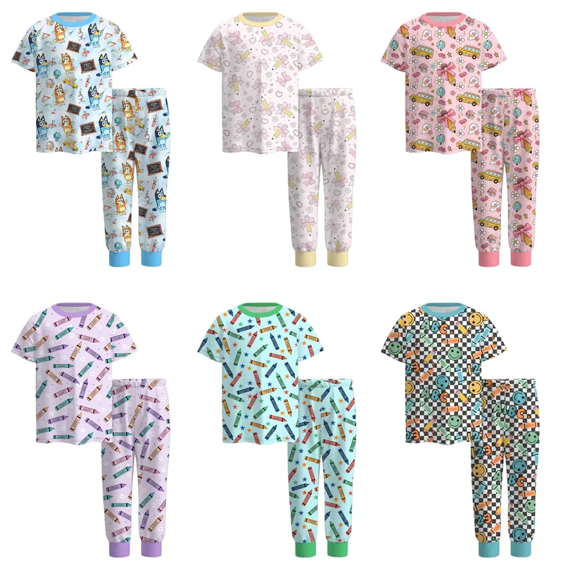 CHINEE Baby Clothes Boy and Girl Milk Silk Pajama Kids Two Pieces Set Short Sleeve Children Sleepwear Set