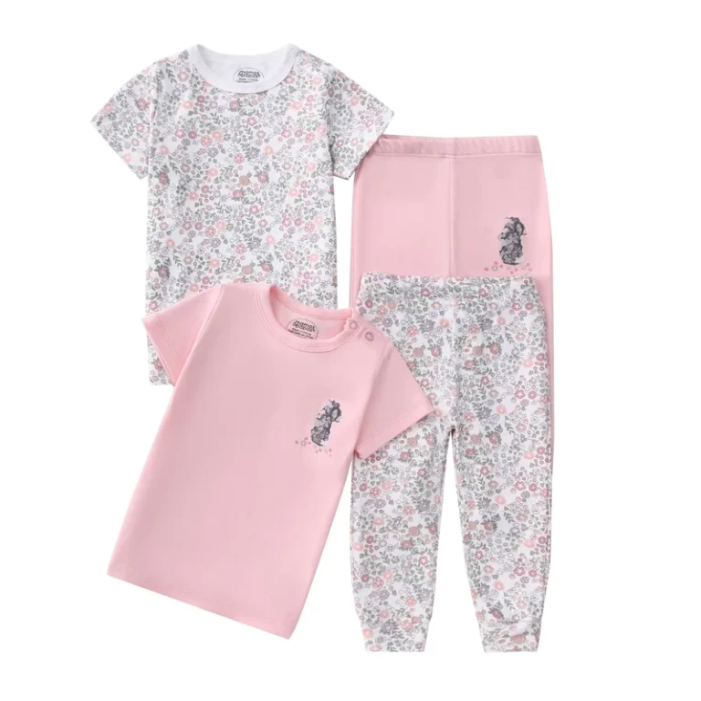 CHINEE-Baby-Clothes-Breathable-100-Cotton-4-Piece-Kids-Pajama-Set-Custom-Toddlers-Girls-Sleep-Wears